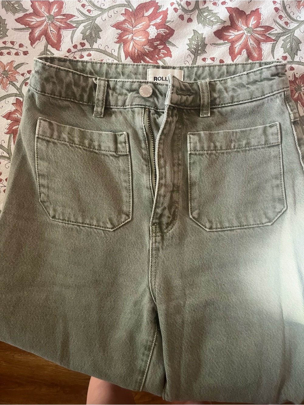 ROLLA'S Olive Green Wide Leg Jeans - Picture 3 of 4